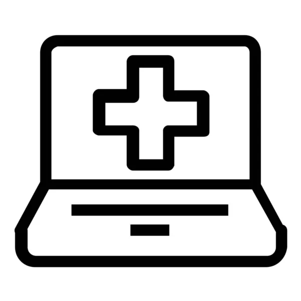 Gezondheidszorg Laptop Medisch Icoon Contouren Stijl — Stockvector