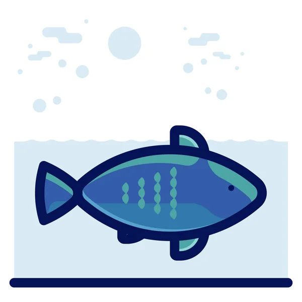 Živočichové Vodní Ryby Ikona Vyplněném Obrysu Stylu — Stockový vektor