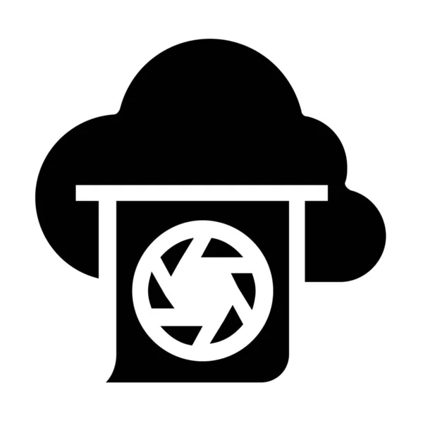 Camera Cloud Image Icon Solid Style — Stock Vector