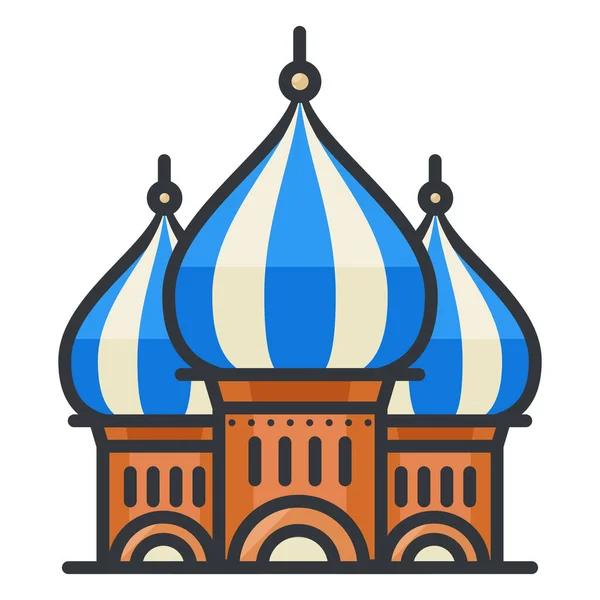 Monumentos Iglesia Icono Rusia Estilo Contorno Lleno — Vector de stock