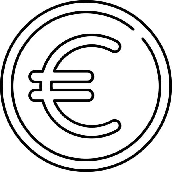 Νόμισμα Εικονίδιο Χρηματοδότησης Ευρώ Στυλ Περίγραμμα — Διανυσματικό Αρχείο
