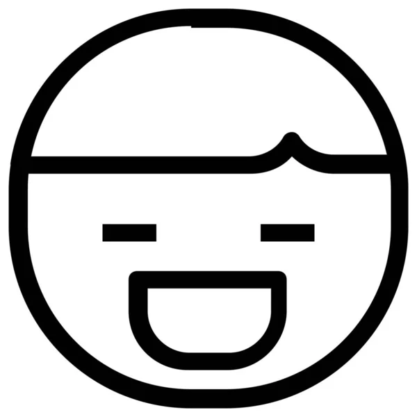 男の子の絵文字笑顔アイコンのアウトラインスタイル — ストックベクタ