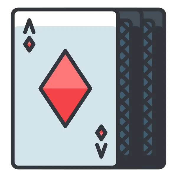 Картки Діамантів Ігровий Значок Заповненому Стилі Контуру — стоковий вектор