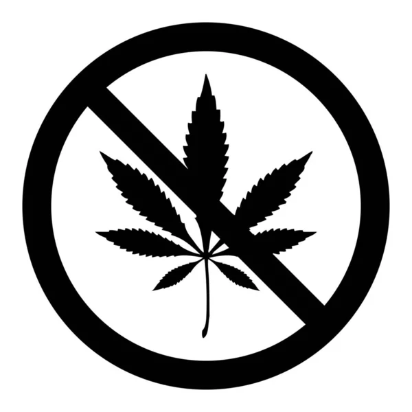 Marihuana Sin Icono Prohibición Estilo Sólido — Archivo Imágenes Vectoriales