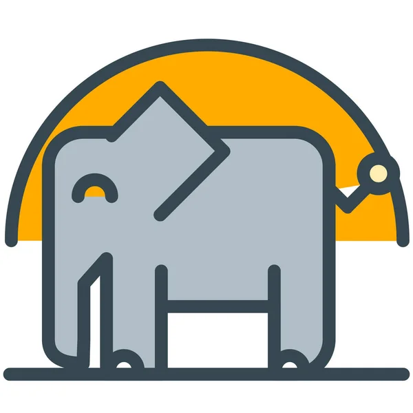 Extranjero Icono Elefante África Estilo Contorno Lleno — Vector de stock