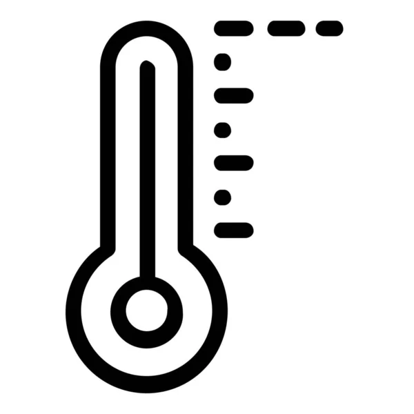 Température Thermomètre Icône Météo Dans Style Contour — Image vectorielle