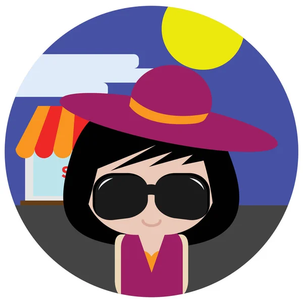 Glasses Hat Interactions Icon Flat Style — Vettoriale Stock