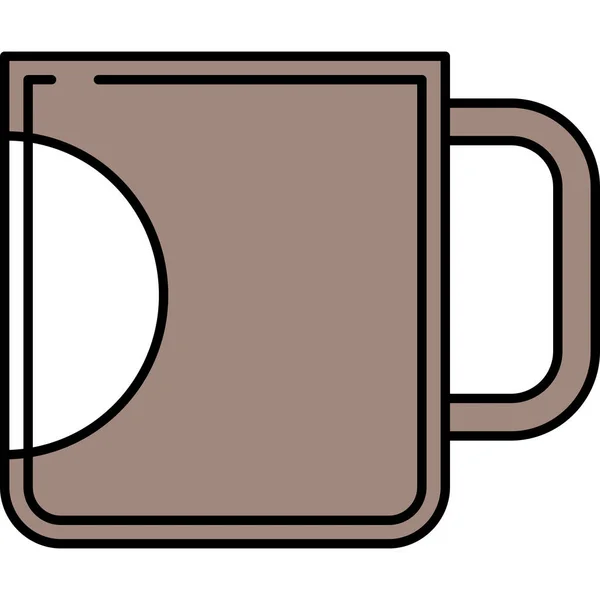 Taza Café Bebida Icono Estilo Contorno Lleno — Vector de stock