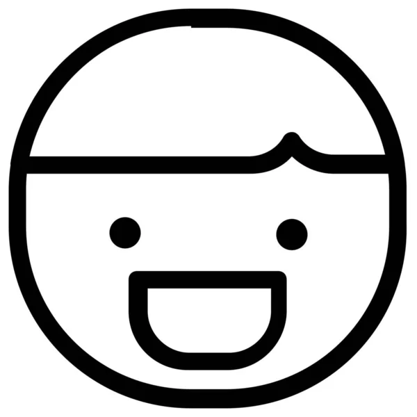 Niño Emoticono Sonrisa Icono Estilo Esquema — Vector de stock