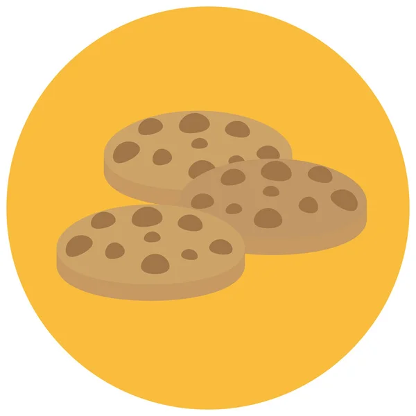Chip Csokoládé Cookie Ikon Lapos Stílusban — Stock Vector