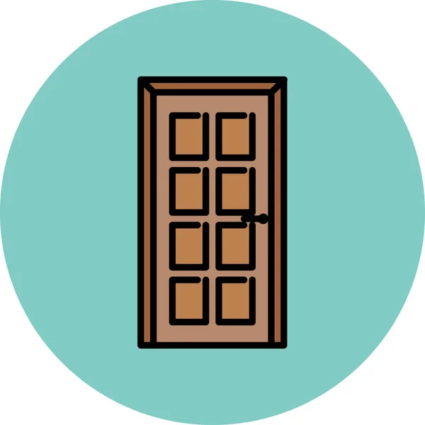 Icono Del Hogar Muebles Puerta Estilo Contorno Lleno — Vector de stock