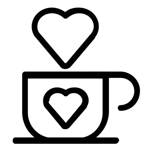 Mug Love Heart Icon Outline Style — Stock Vector