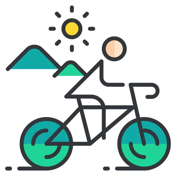 Bicyclette Icône Sport Dans Style Contour Rempli — Image vectorielle