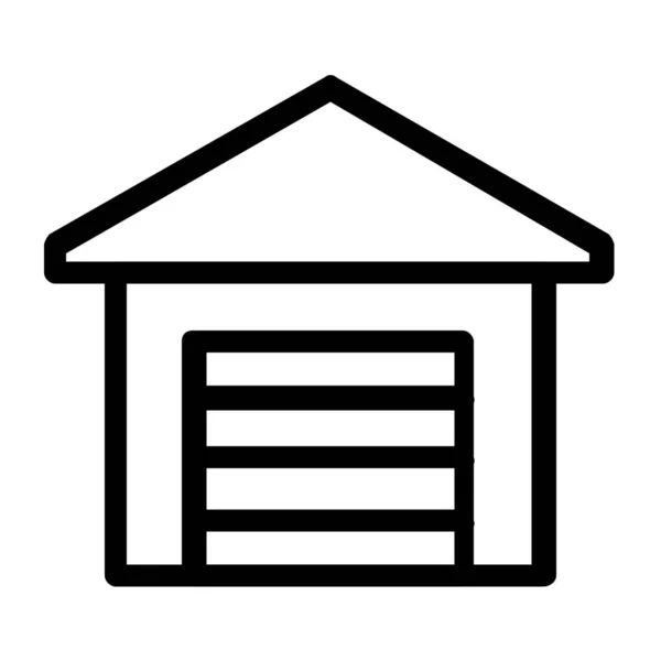 Bâtiment Immobilier Garage Icône Dans Style Contour — Image vectorielle