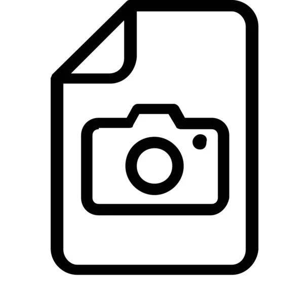 Icône Extension Document Caméra Dans Style Outline — Image vectorielle