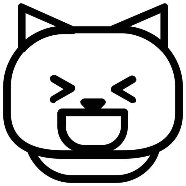 Icono Sonrisa Emoticono Gato Estilo Esquema — Archivo Imágenes Vectoriales