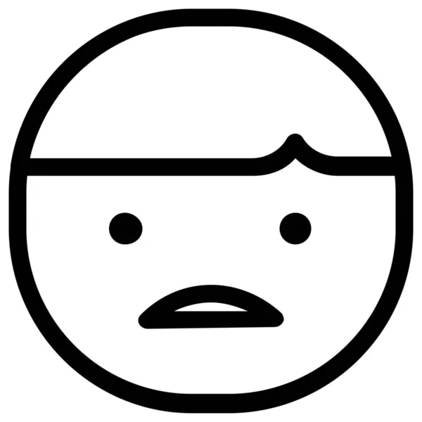 Garçon Emoticon Triste Icône Dans Style Contour — Image vectorielle