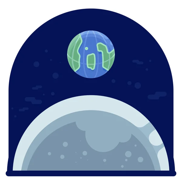Ikona Prozkoumávání Země Měsíc Plném Stylu Osnovy — Stockový vektor