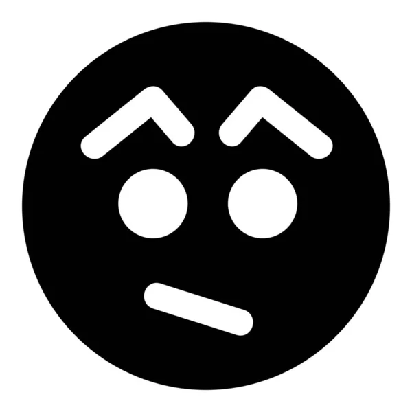 Emoticon Confuse Icona Delle Sopracciglia Stile Solid — Vettoriale Stock