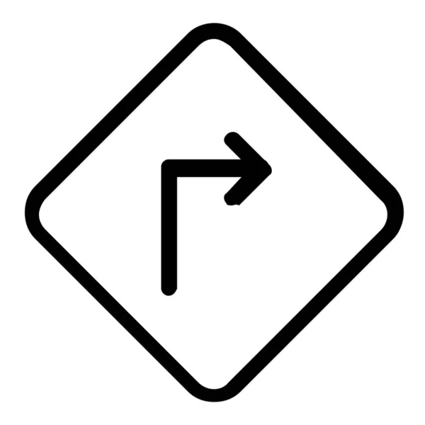 Rechts Verkeersbord Pictogram Contouren Stijl — Stockvector