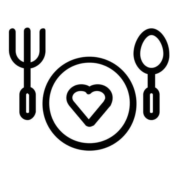 Значок Ресторану Виделки Ложки Стилі Контур — стоковий вектор