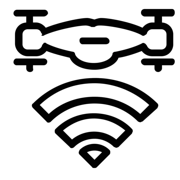 Drone Wifi Icono Inalámbrico Estilo Esquema — Archivo Imágenes Vectoriales