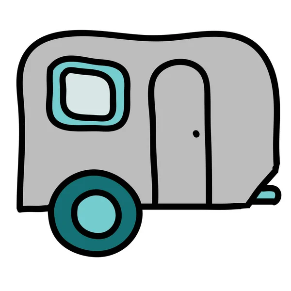Camping Carivan Transportation Icon Handdrawn Style — Stock Vector