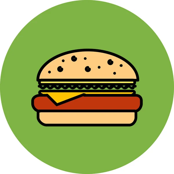 Burger Cheeseburger Fast Icon Filled Outline Style — Stock Vector