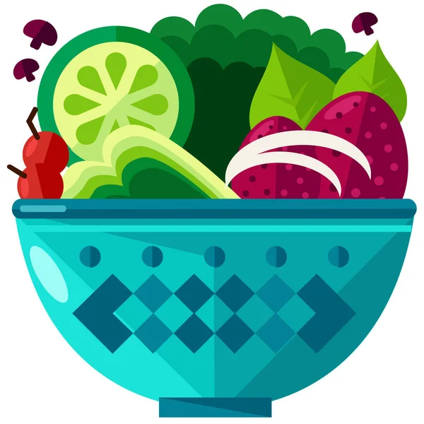 Salada Comer Ícone Comida Estilo Plano — Vetor de Stock