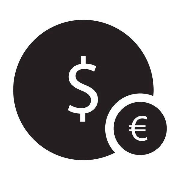 Ikona Euro Dolara Waluty Solidnym Stylu — Wektor stockowy
