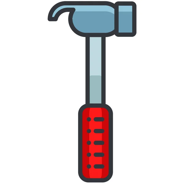 Bouwmateriaal Hamer Icoon Gevulde Omtrek Stijl — Stockvector
