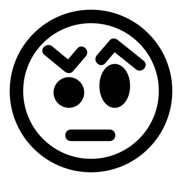 Emoticons Брови Скептически Икона Твердом Стиле — стоковый вектор