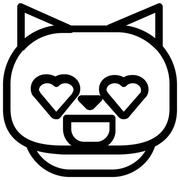 Icône Amour Émoticône Chat Dans Style Contour — Image vectorielle