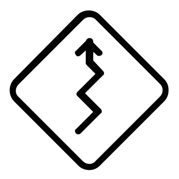 Verkeersbord Straat Pictogram Omtrek Stijl — Stockvector