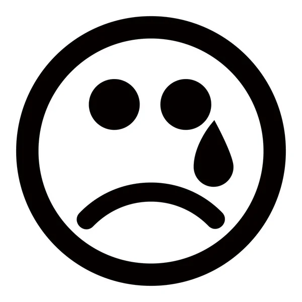 Menangis Emoticon Sad Icon Dalam Gaya Solid - Stok Vektor