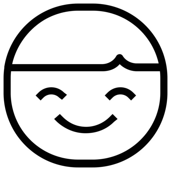アウトラインスタイルで幸せな笑顔のアイコン — ストックベクタ