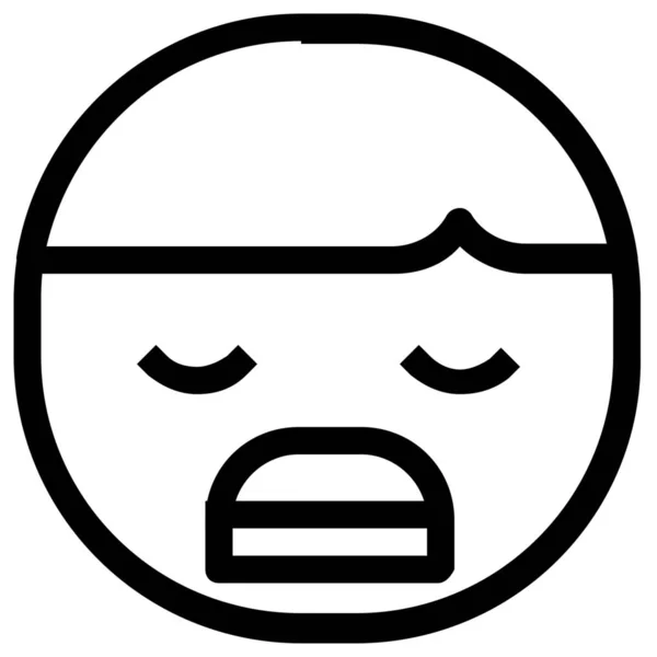 Ikon Emoticon Boy Bosan Dalam Gaya Outline - Stok Vektor