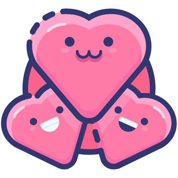 Emoticonos Corazón Amor Icono Estilo Contorno Lleno — Vector de stock