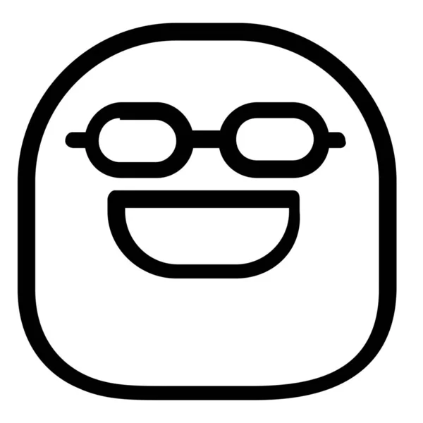 Emoji Emoticon Nörd Ikon Konturstil — Stock vektor