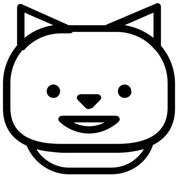 Katze Emoticon Lächeln Symbol Outline Stil — Stockvektor