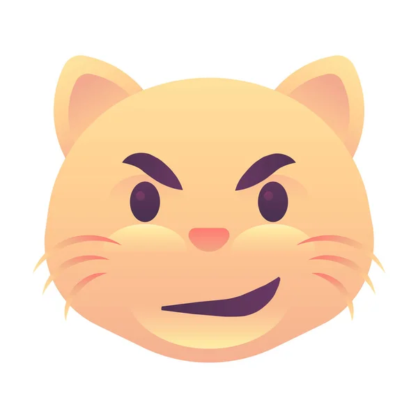 Kočičí Emoji Emotikona Hladkém Stylu — Stockový vektor
