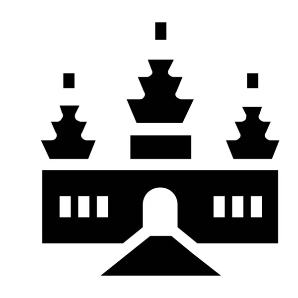 ランドマーク寺ソリッドスタイルの固体アイコン — ストックベクタ