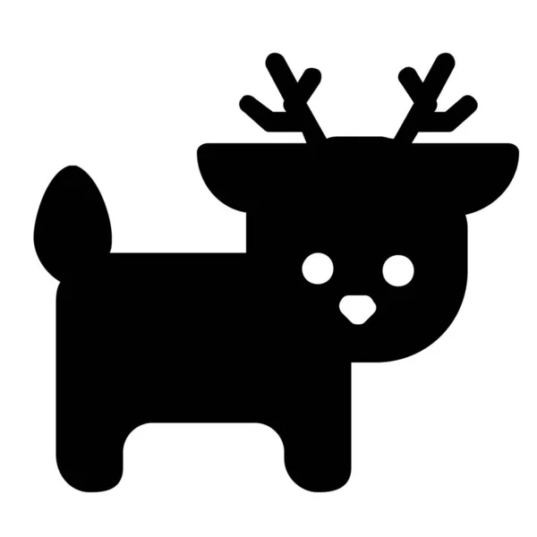 Animal Deer Reindeer Icon Solid Style — Stock Vector