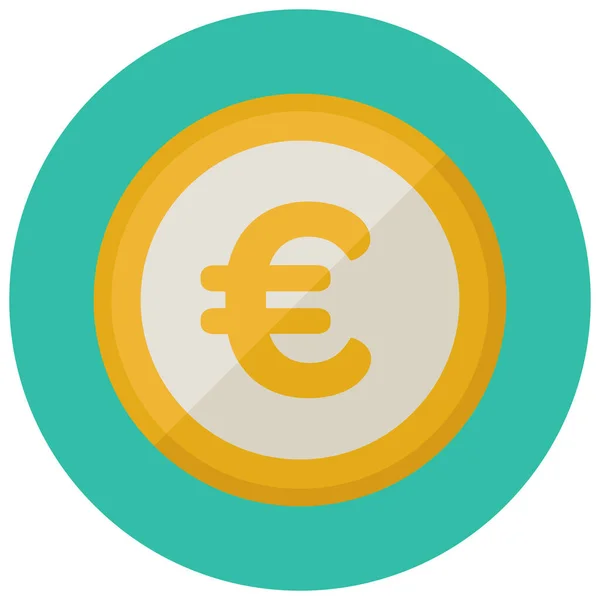 Moneda Moneda Euro Icono Estilo Plano — Vector de stock