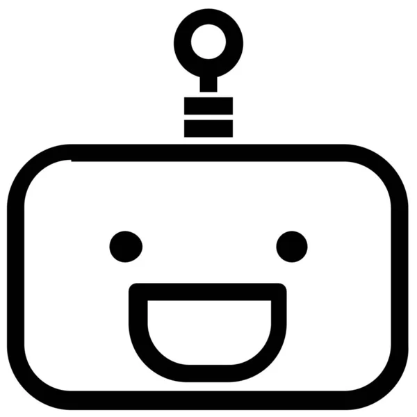 Emoticon Χαμόγελο Εικονίδιο Ρομπότ Στυλ Περίγραμμα — Διανυσματικό Αρχείο