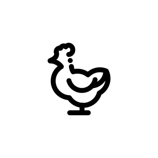 Animal Oiseau Poulet Icône Dans Style Contour — Image vectorielle