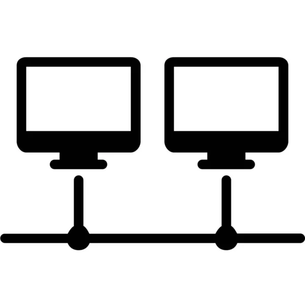 ソリッドスタイルのコンピュータデバイスネットワークアイコン — ストックベクタ