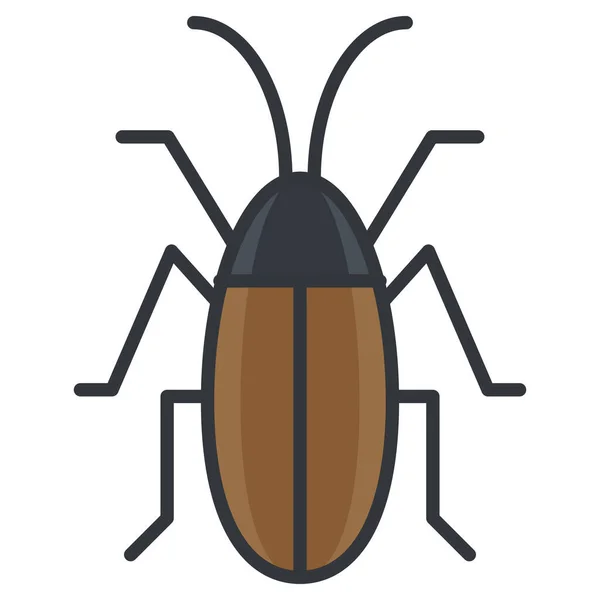 Bug Cockroach Nature Icon Filled Outline Style — Stock Vector