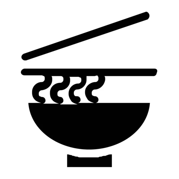 Asian Bowl Noodles Icon Solid Style — Stock Vector