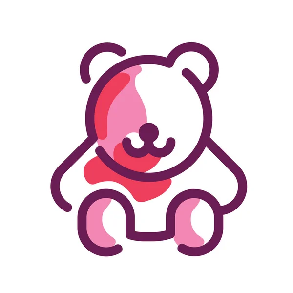 Bear Teddy Toy Icon Filled Outline Style — Stock Vector